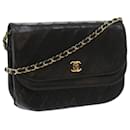 CHANEL Chain Shoulder Bag Lamb Skin Black CC Auth bs9680 - Chanel