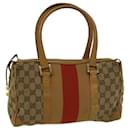 GUCCI GG Canvas Sherry Line Hand Bag Beige Brown Red 000 0851 002122 auth 58695 - Gucci