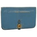HERMES Dogon GM Wallet Leather Blue Auth ar10643b - Hermès