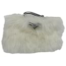 PRADA Clutch Bag Fur White Auth 58971 - Prada
