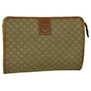 CELINE Macadam Canvas Clutch Bag PVC Leather Beige Auth 56639 - Céline