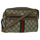 GUCCI GG Canvas Web Sherry Line Shoulder Bag PVC Leather Beige Green Auth 57622 - Gucci