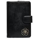 Chanel Black Camellia Leather Wallet