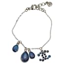 Chanel Silver CC Drop Rhinestone Chain Bracelet