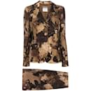 Moschino Brown Floral Pattern Wool Suit