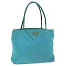PRADA Tote Bag Nylon Turquoise Blue Auth hk898 - Prada