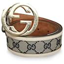 Cinturón de lona con GG entrelazado gris de Gucci