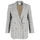Sandro Paris Beyane Checked lined-Breasted Blazer in Gray Cotton