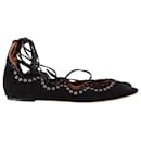 Isabel Marant Lace Up Ballet Flats in Black Suede