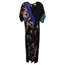 Diane Von Furstenberg Floral Short Sleeve Jumpsuit in Black Silk