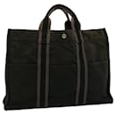 HERMES cabas MM Tote Bag Toile Noir Auth bs9093 - Hermès