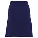 Diane Von Furstenberg Pleated-Back Knee-Length Skirt in Navy Blue Polyester