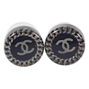CC Round Chain Stud Earrings - Chanel