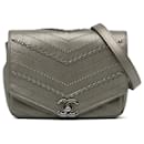 Chanel Gray Mini Embellished Calfskin Chevron Square Envelop Flap