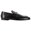 Gucci Jordaan Horsebit Loafers in Black Calfskin Leather