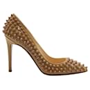 Beige Pigalle 100 Spikes Patent Leather  - Christian Louboutin
