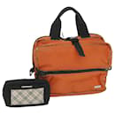 BURBERRY Nova Check Bolso de mano Nailon 2Conjunto Naranja Beige Auth ti1324 - Burberry