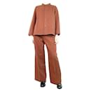 Brown wide-leg trousers and shirt set - size UK 10 - Autre Marque