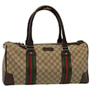 GUCCI GG Canvas Web Sherry Line Boston Bag PVC Leather Beige 145957 auth 58555 - Gucci