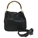 GUCCI Bamboo Shoulder Bag Leather 2way Black 001 2404 1638 auth 57188 - Gucci