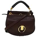 Chloe Goldie Shoulder Bag Leather 2way Wine Red Auth bs9718 - Chloé