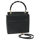 GUCCI Bamboo Hand Bag Leather 2way Black 001 1887 3444 Auth hk912 - Gucci