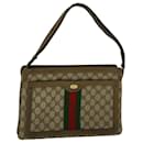GUCCI GG Canvas Web Sherry Line Shoulder Bag PVC Leather Beige Green Auth bs9253 - Gucci