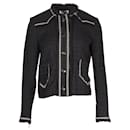 Isabel Marant Etoile Ferris Fringed Tweed Jacket in Black Cotton