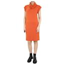 Vestido de malha laranja com gola redonda e manga curta - tamanho UK 10 - Akris