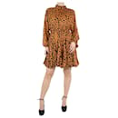Mini-robe orange en coton imprimé léopard - taille S - Autre Marque