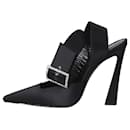 Black square-toe diamante-buckle satin heels - size EU 37 - Saint Laurent