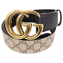 Cinturón de cuero Gucci Brown GG Supreme y Marmont