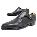 BERLUTI SHOES BUCKLE LOAFERS 6.5 40.5 FLORAL TOE BLACK LEATHER SHOES - Berluti