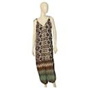 Camilla Ethnic Multicolor Print Sleeveless 100% Silk Beaded Jumpsuit Overall