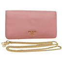 PRADA Chain Wallet Safiano leather Pink Auth ar10641b - Prada