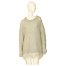 Riani Gray Wool Knit w. Ostrich Feathers Sweater Top size 44 EUR