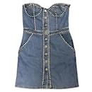 Moschino Couture Blue 2020 Crystal Embellished Strapless Denim Mini Dress - Autre Marque