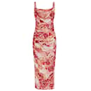 Leo Lin Pink Multi Rachel Adorn Print Cowl Neck Slip Dress in Passion - Autre Marque