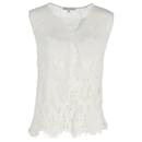 Maje Open-Knit Floral Sleeveless Top in White Cotton