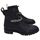 Jimmy Choo Cruz Combat Boots with Crystals in Black Leather