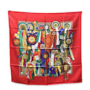 Bufanda ecuestre con cinta de caballo de seda roja vintage - Gucci