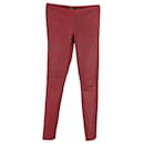 Pantalon Slim Maje en Cuir Rouge