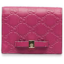 Gucci Pink Guccissima Bow Bi-Fold Portemonnaie