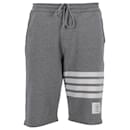 Thom Browne 4-Bar Loopback Shorts in Grey Cotton