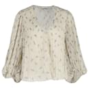 Ganni – Plissee-Georgette-Bluse mit Ballonärmeln aus Polyester mit Blumendruck