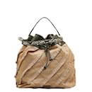 Jimmy Choo – Gesteppte Raffia Juno Bucket Bag – Handtasche aus Naturmaterial in gutem Zustand