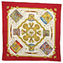 HERMES CARRE 90 LES TAMBOURS Scarf Silk Red Auth 59263 - Hermès