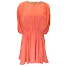 Valentino Coral Embellished Collar Silk Dress - Autre Marque