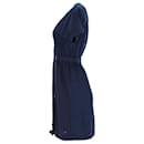 Tommy Hilfiger Womens Linen Blend Button Wrap Dress in Blue Linen