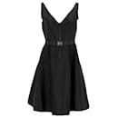 Prada Re-Nylon ärmelloses Kleid aus schwarzer Seide